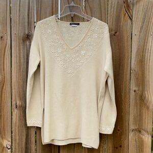 Take 50% OFF- Theomiles V-neck Embellished Sweater, Size-S